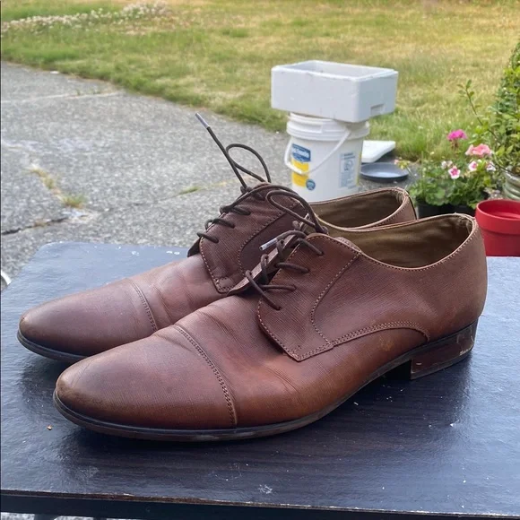 Aldo | Shoes | Aldo Mens Brown Leather Dress Shoes Size 2  display picture 2